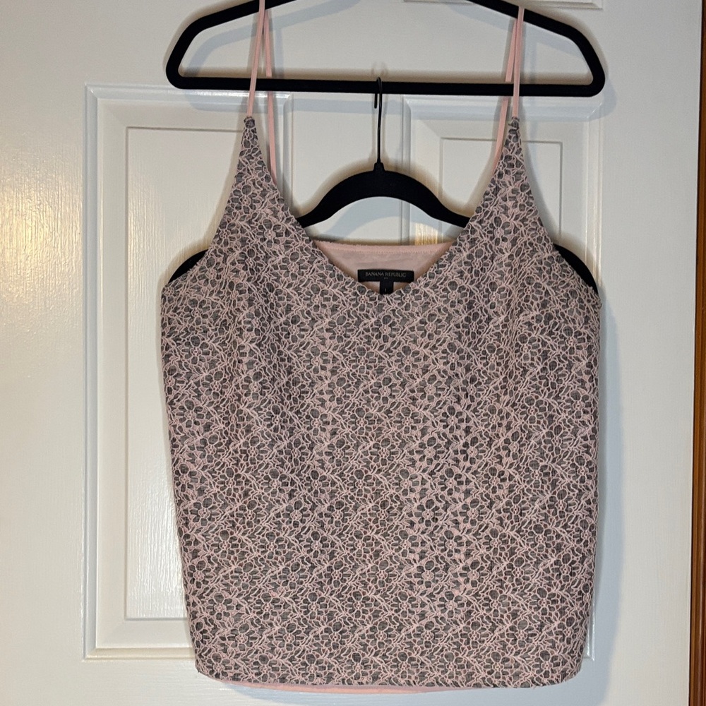 Banana Republic Pink and Black Lace Camisole